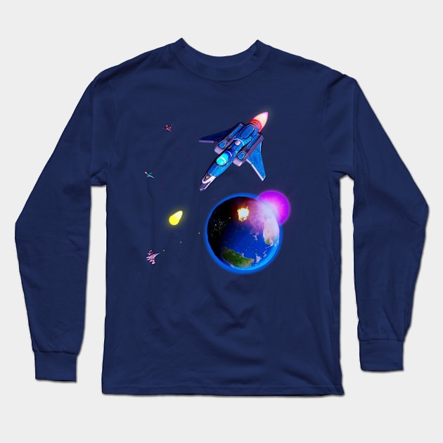 Space Battle Long Sleeve T-Shirt by Landy